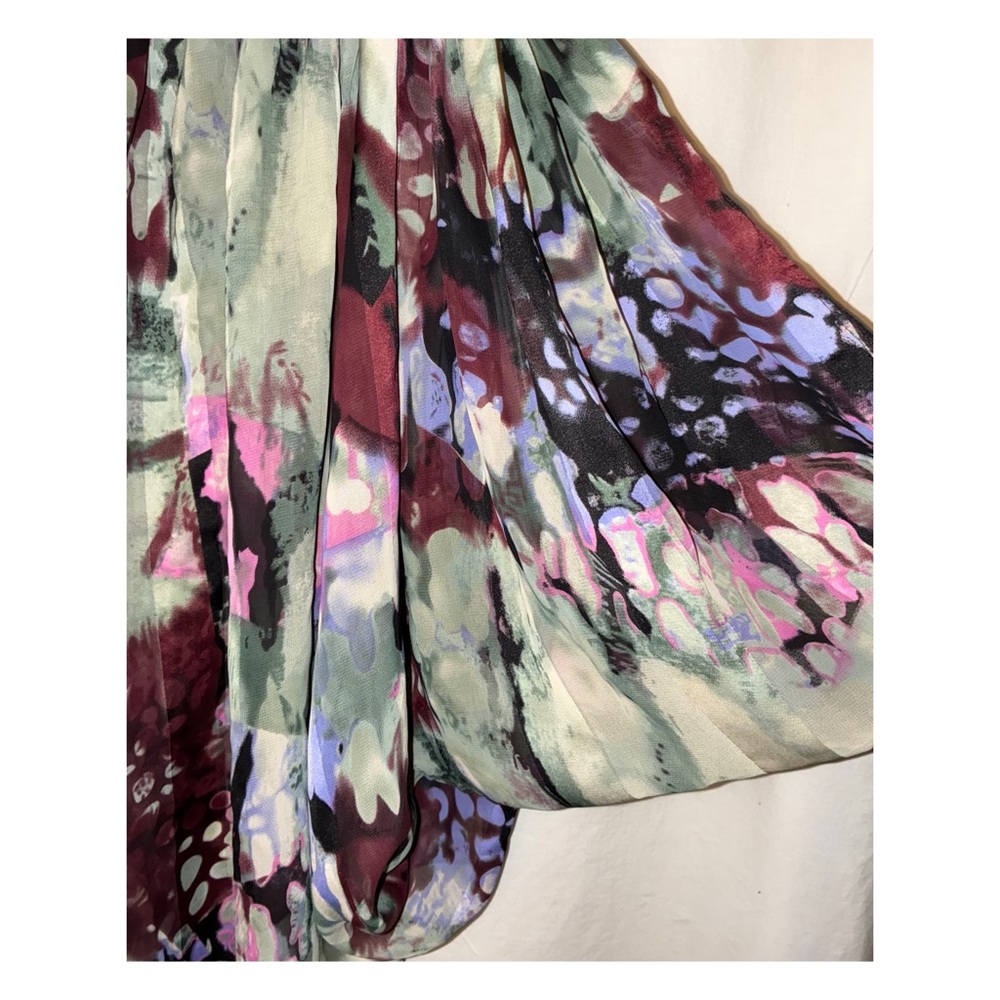 Silk Print Off The Shoulder Short Sleeve Blouse Top MultiColor By Abi Ferrin New - Picture 6 of 14